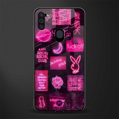 black pink aesthetic collage glass case for samsung a11 image