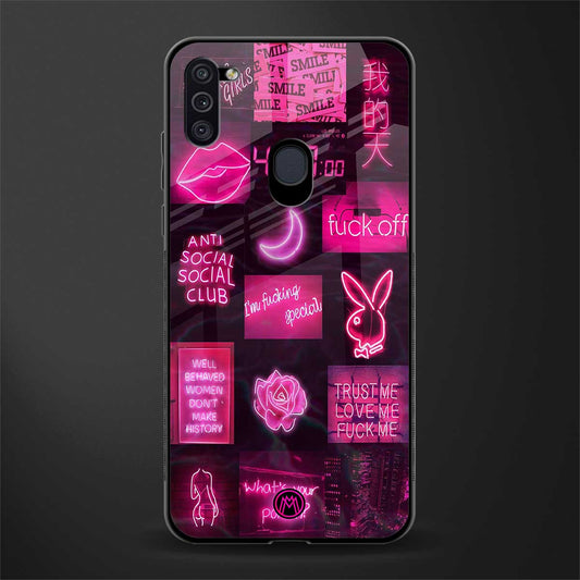 black pink aesthetic collage glass case for samsung a11 image