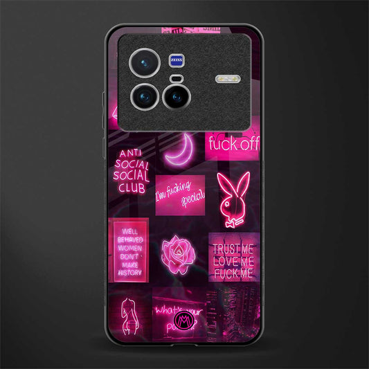 black pink aesthetic collage glass case for vivo x80 image