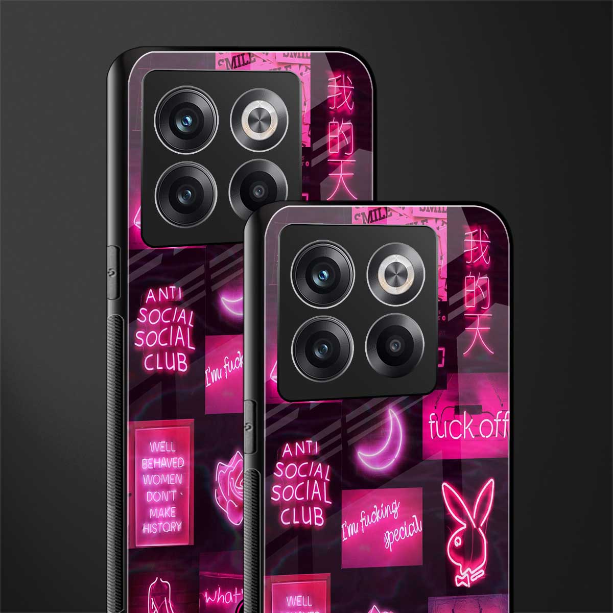 black pink aesthetic collage back phone cover | glass case for oneplus 10t