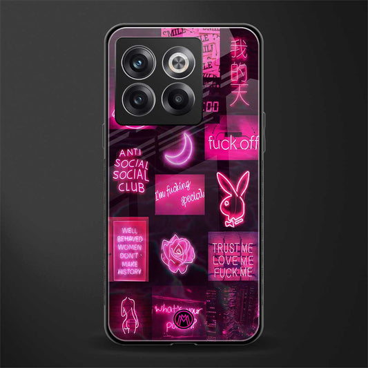 black pink aesthetic collage back phone cover | glass case for oneplus 10t