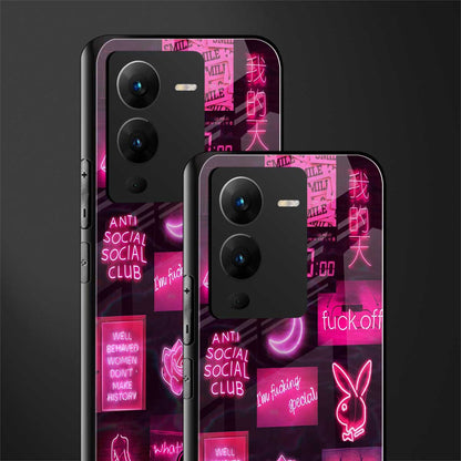 black pink aesthetic collage back phone cover | glass case for vivo v25 pro 5g