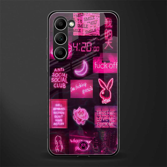 black pink aesthetic collage glass case for phone case | glass case for samsung galaxy s23