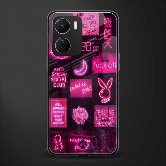 black pink aesthetic collage back phone cover | glass case for vivo y16