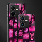 black pink aesthetic collage back phone cover | glass case for vivo y22