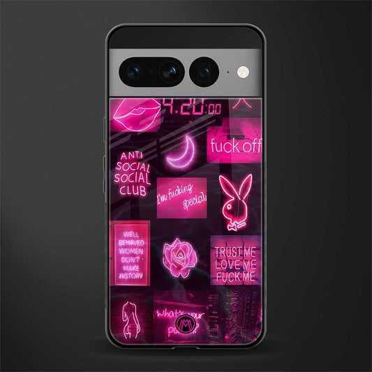black pink aesthetic collage back phone cover | glass case for google pixel 7 pro