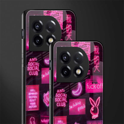 black pink aesthetic collage back phone cover | glass case for oneplus 11