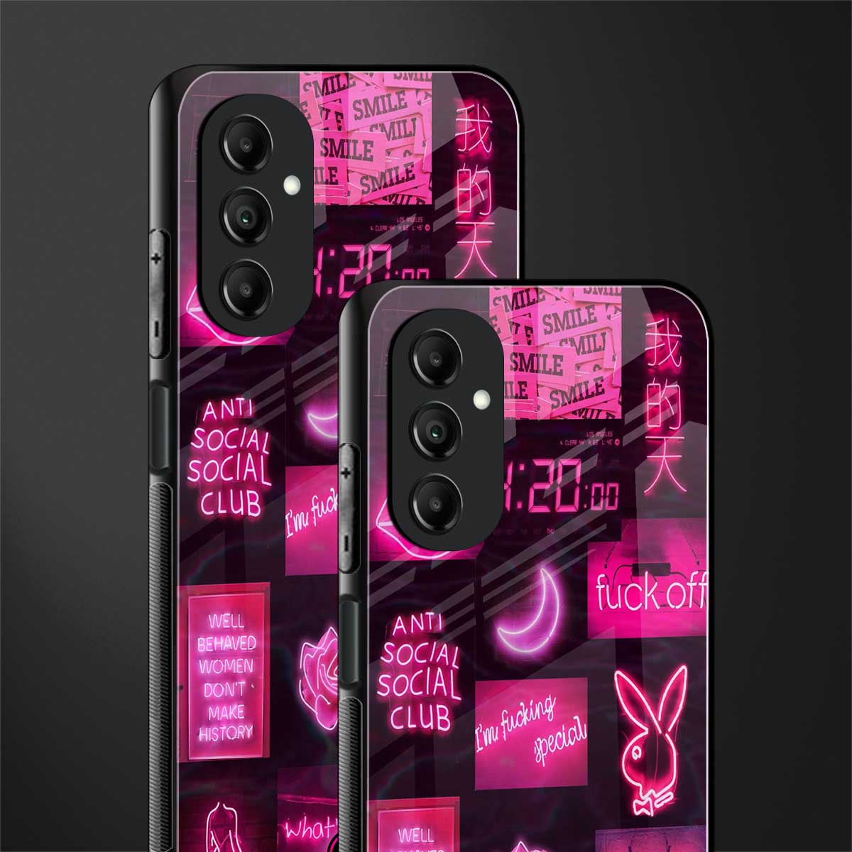 black pink aesthetic collage back phone cover | glass case for samsung galaxy a14 5g