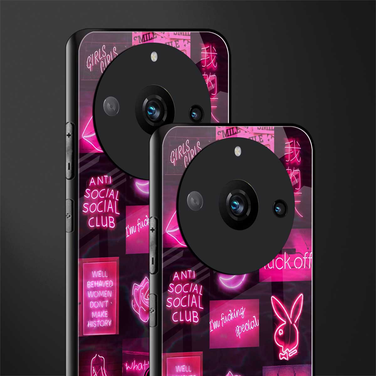 black pink aesthetic collage back phone cover | glass case for realme 11 pro 5g