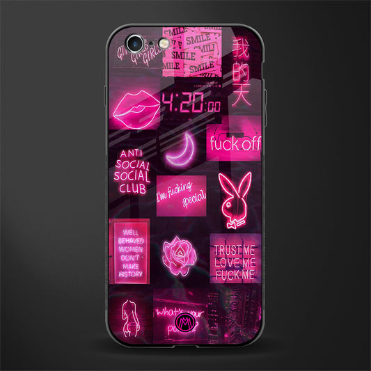 black pink aesthetic collage glass case for iphone 6 plus image