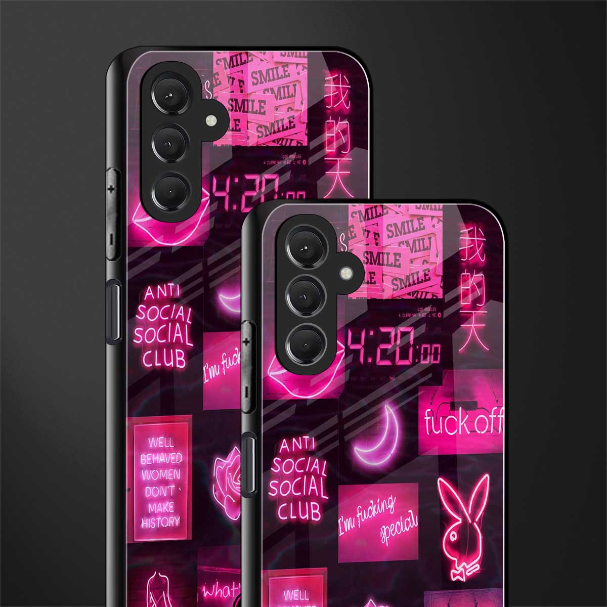 black pink aesthetic collage back phone cover | glass case for samsun galaxy a24 4g