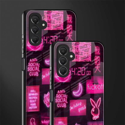 black pink aesthetic collage back phone cover | glass case for samsun galaxy a24 4g