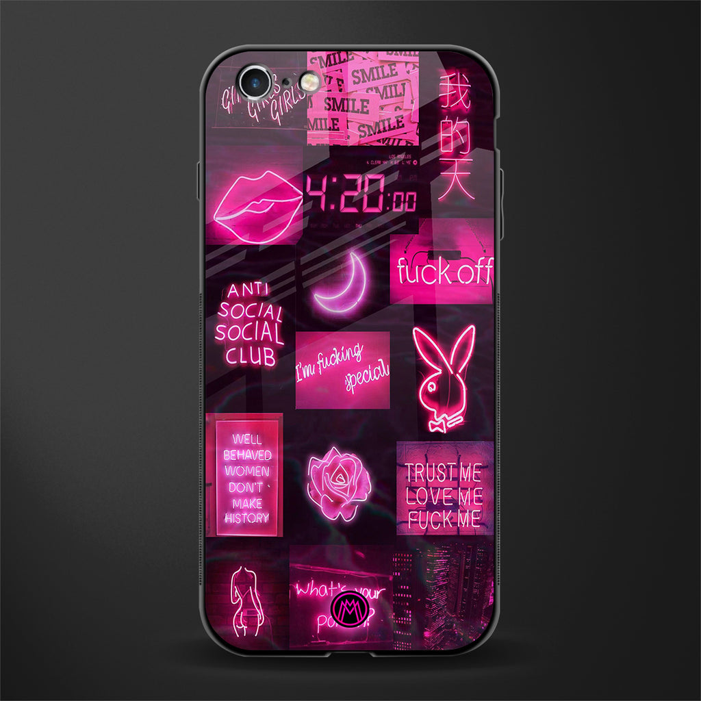 black pink aesthetic collage glass case for iphone 6s image