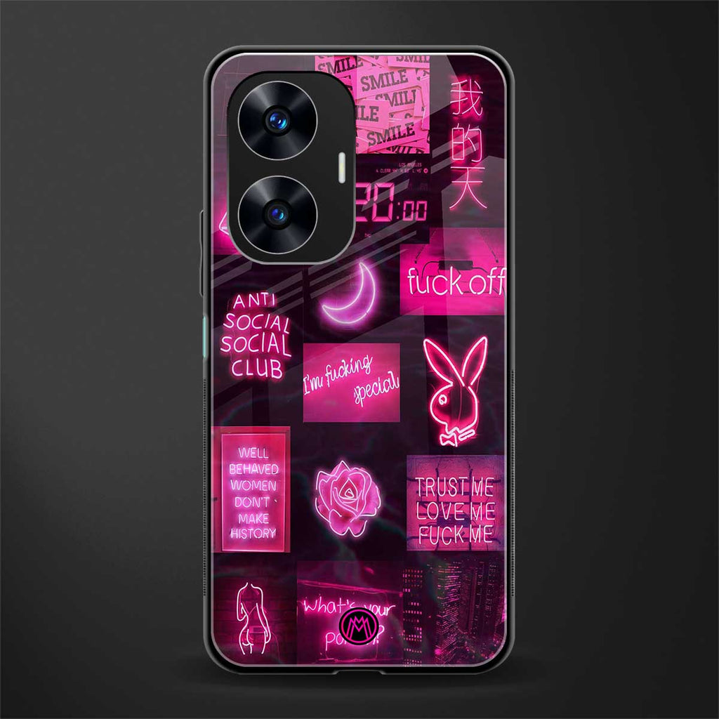 black pink aesthetic collage back phone cover | glass case for realme c55