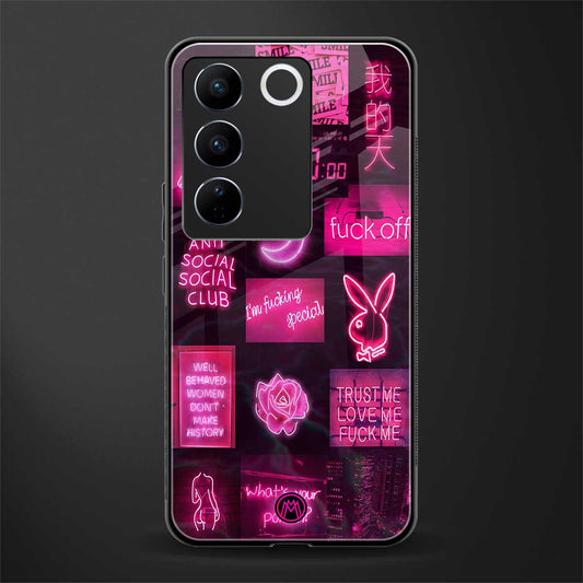 black pink aesthetic collage back phone cover | glass case for vivo v27 pro 5g