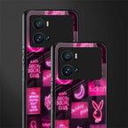black pink aesthetic collage back phone cover | glass case for iQOO 9 Pro