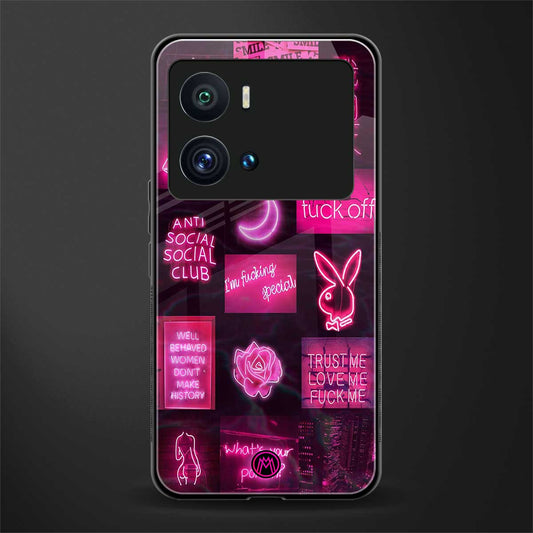 black pink aesthetic collage back phone cover | glass case for iQOO 9 Pro
