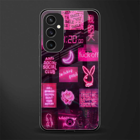 black pink aesthetic collage back phone cover | glass case for samsung galaxy s23 fe 5g