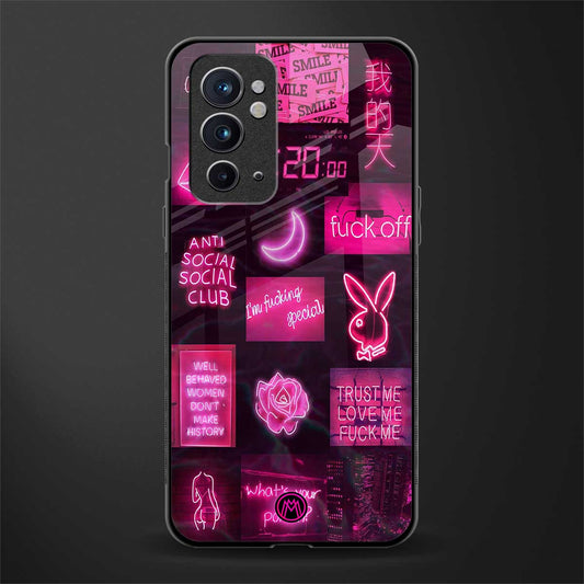 black pink aesthetic collage glass case for oneplus 9rt image