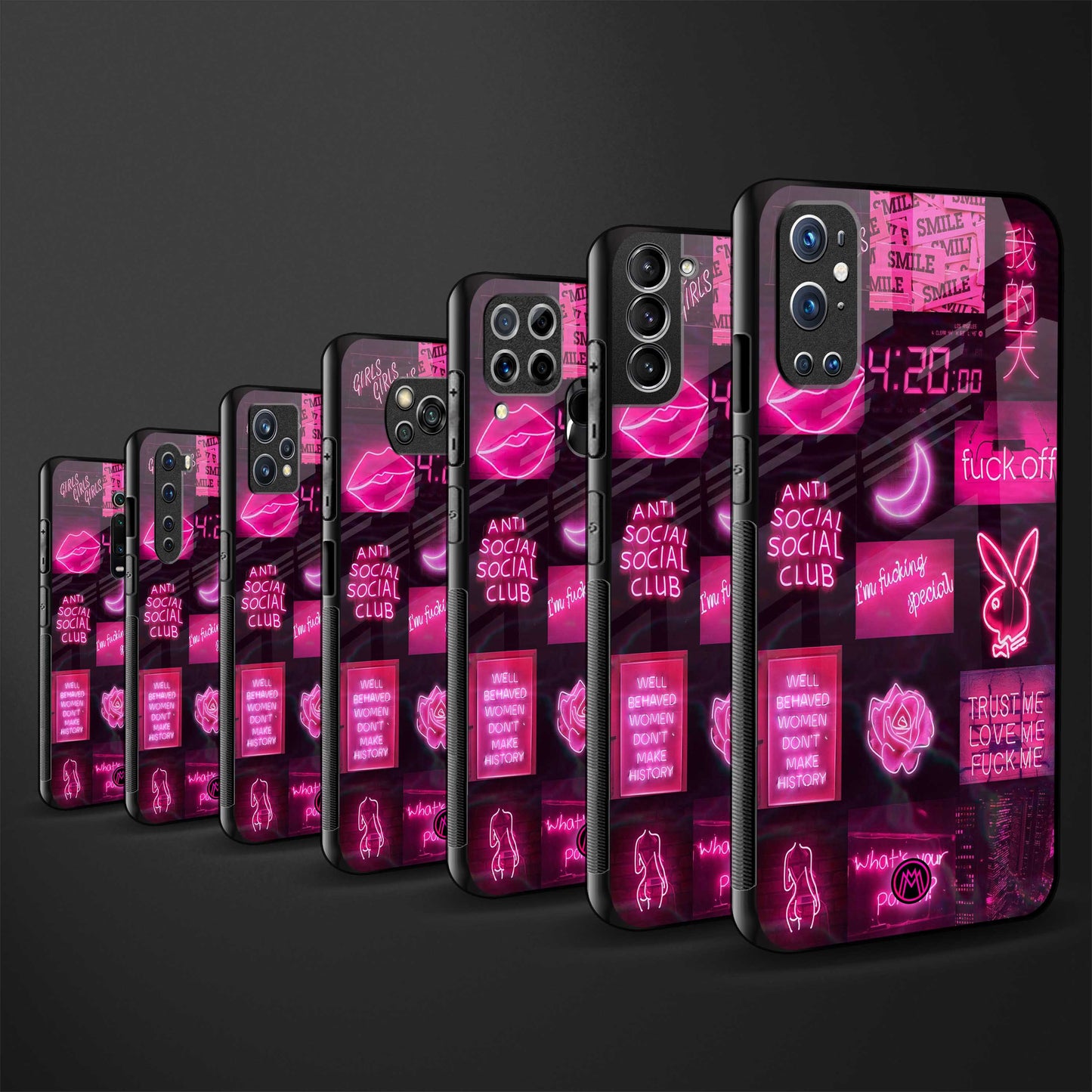black pink aesthetic collage glass case for redmi 9 power image-3