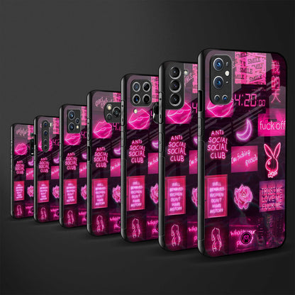 black pink aesthetic collage glass case for iphone x image-3