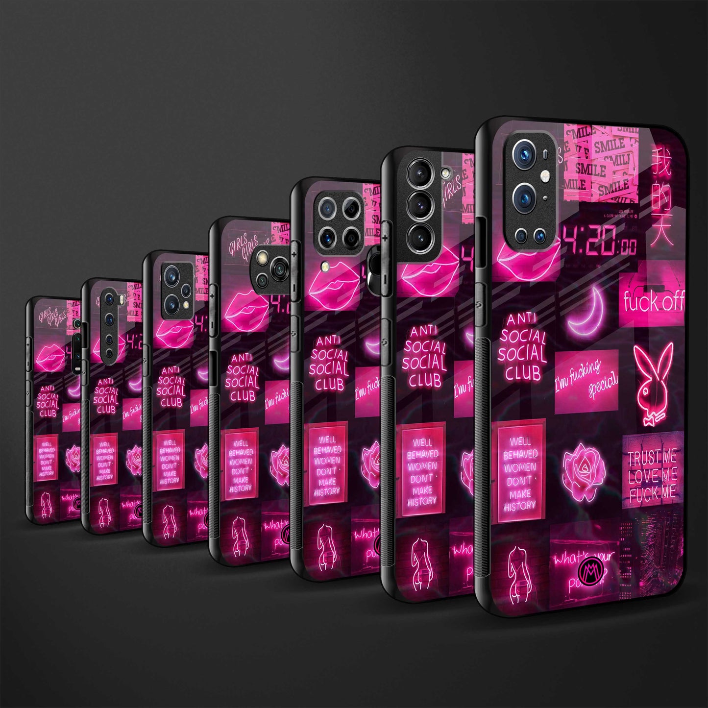 black pink aesthetic collage glass case for vivo v11 pro image-3