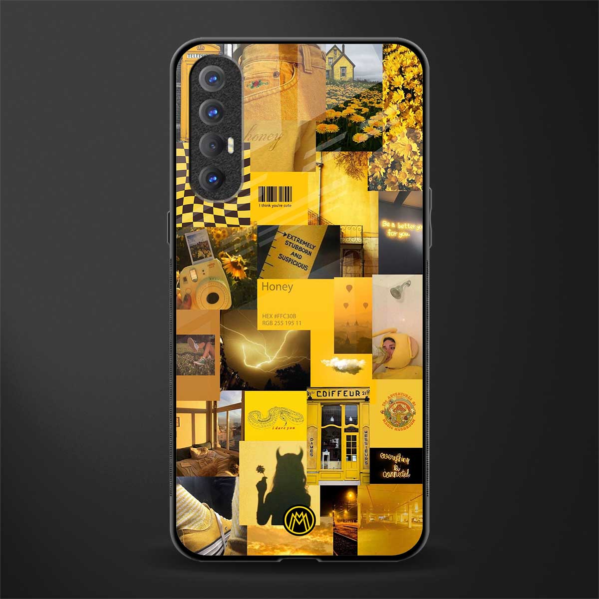 black yellow aesthetic collage glass case for oppo reno 3 pro image