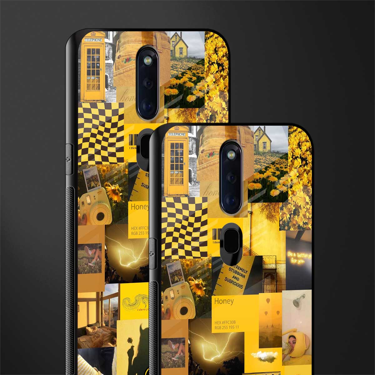 black yellow aesthetic collage glass case for oppo f11 pro image-2