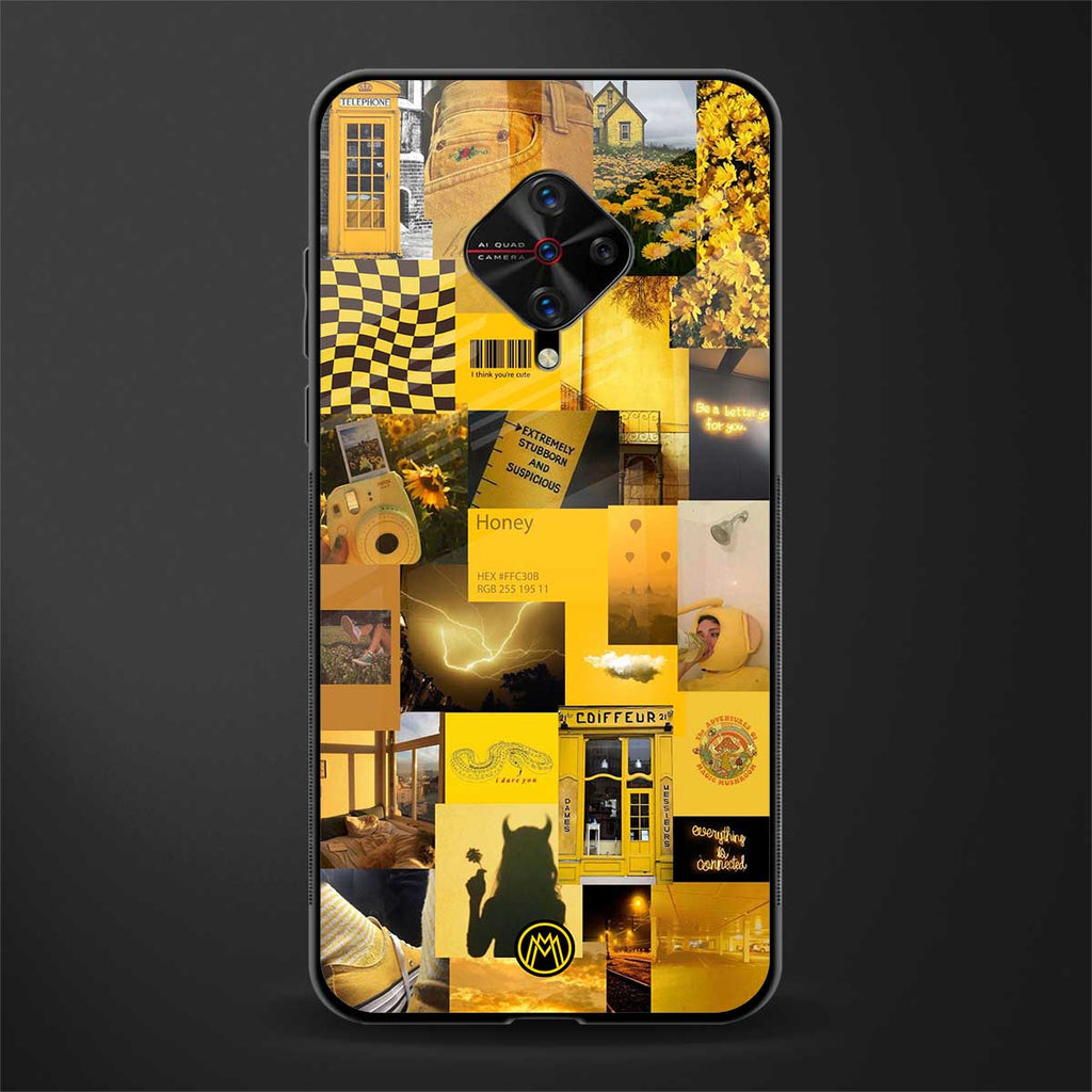 black yellow aesthetic collage glass case for vivo s1 pro image