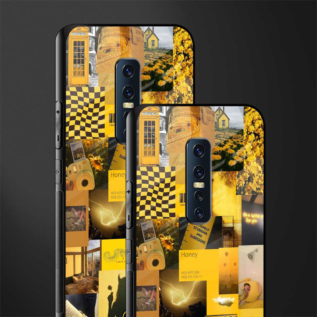black yellow aesthetic collage glass case for vivo v17 pro image-2