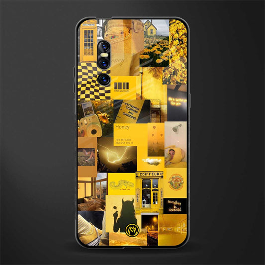 black yellow aesthetic collage glass case for vivo v15 pro image