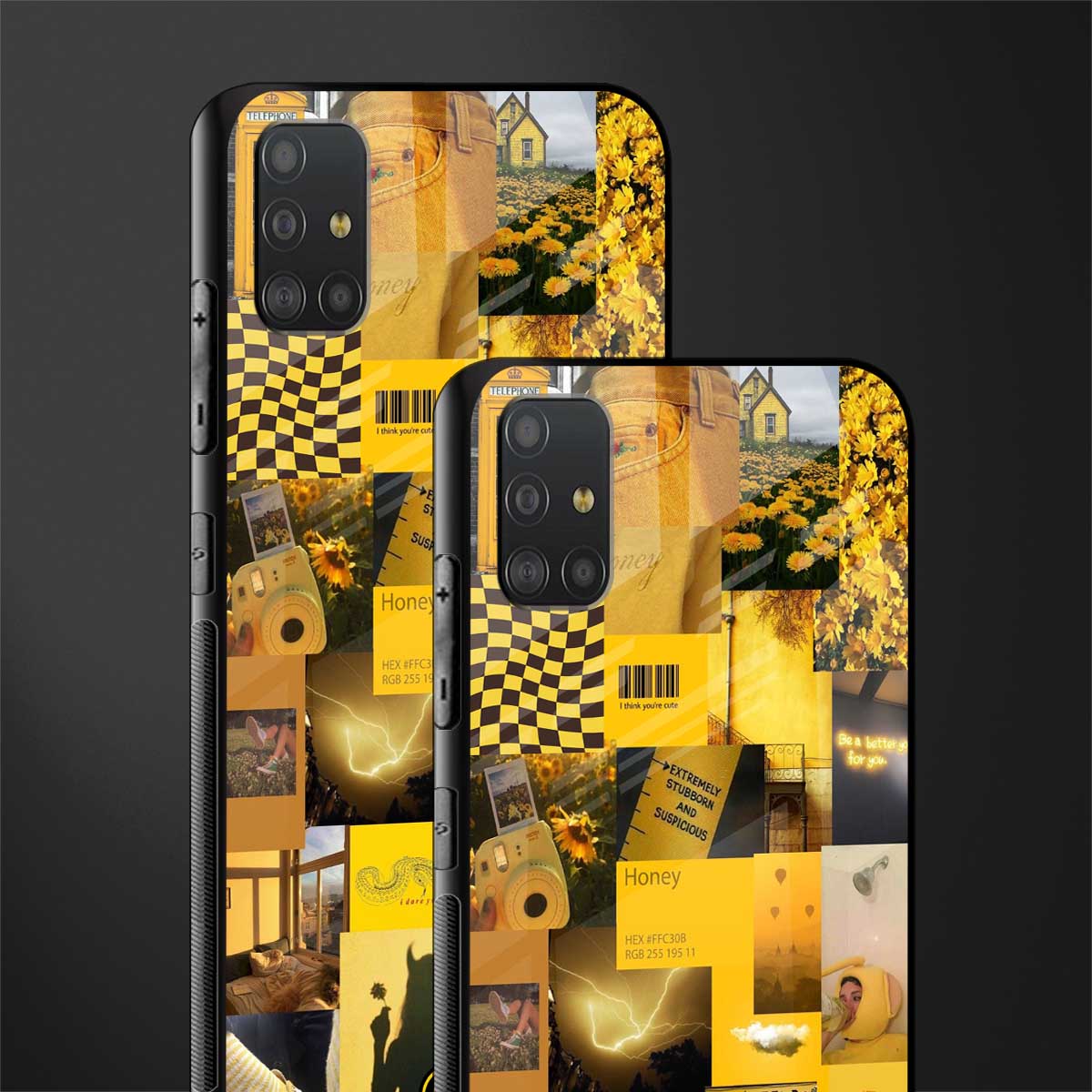 black yellow aesthetic collage glass case for samsung galaxy a51 image-2