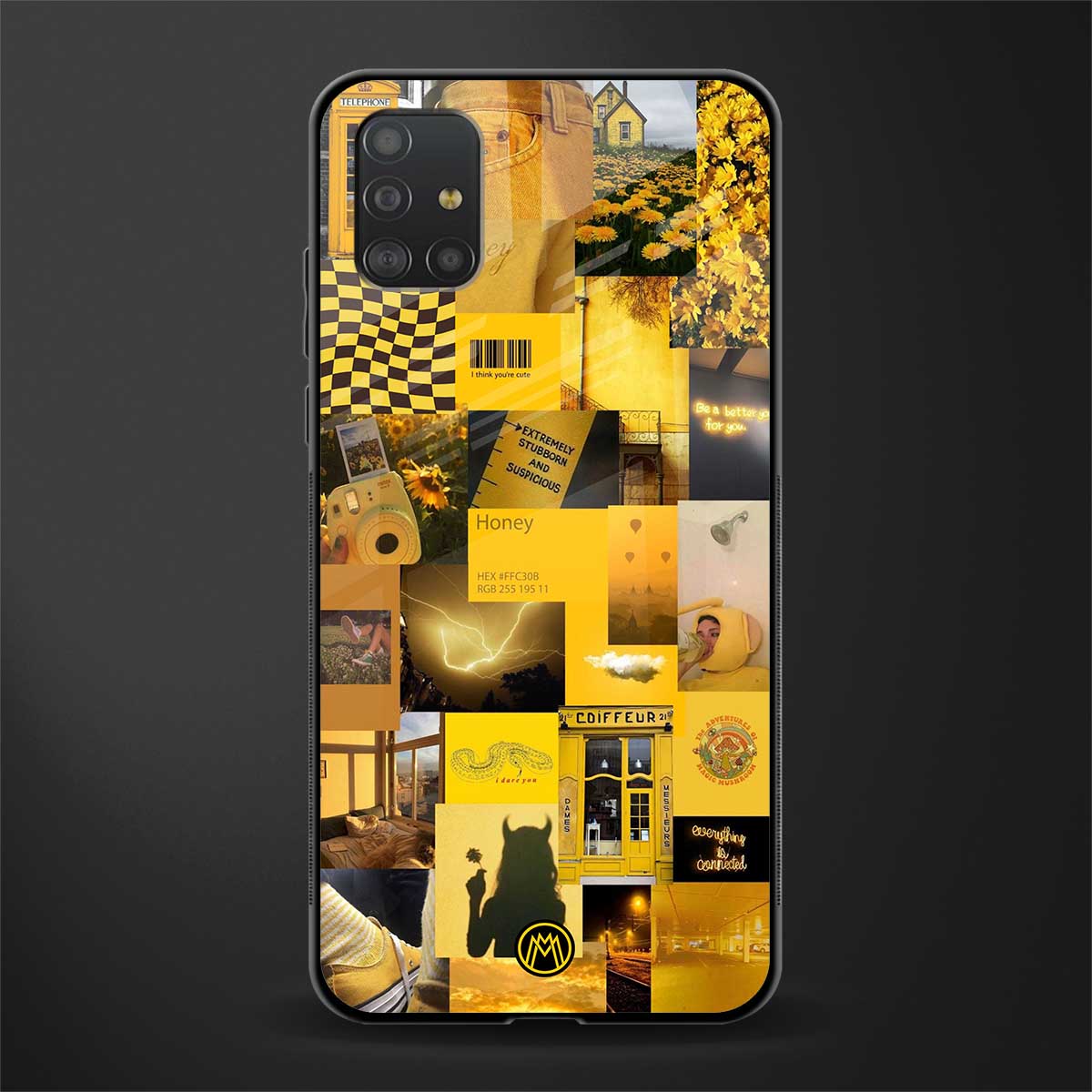black yellow aesthetic collage glass case for samsung galaxy a51 image