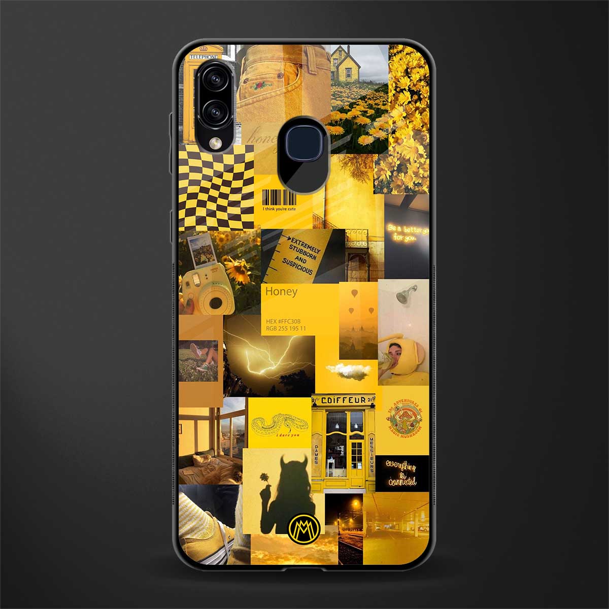 black yellow aesthetic collage glass case for samsung galaxy a20 image