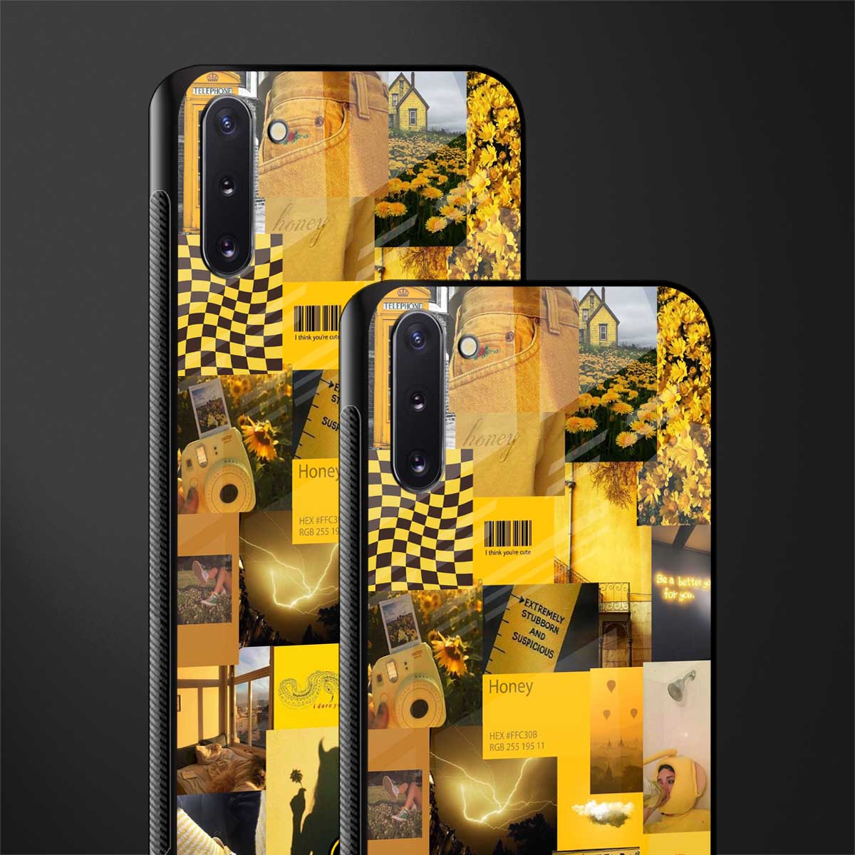 black yellow aesthetic collage glass case for samsung galaxy note 10 image-2