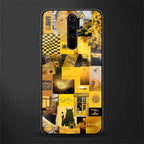 black yellow aesthetic collage glass case for redmi note 8 pro image