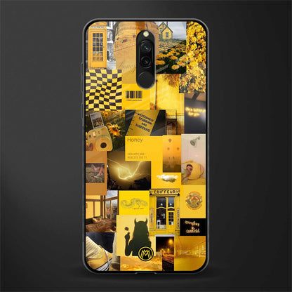 black yellow aesthetic collage glass case for redmi 8 image