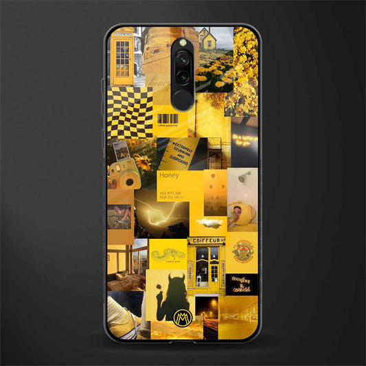 black yellow aesthetic collage glass case for redmi 8 image