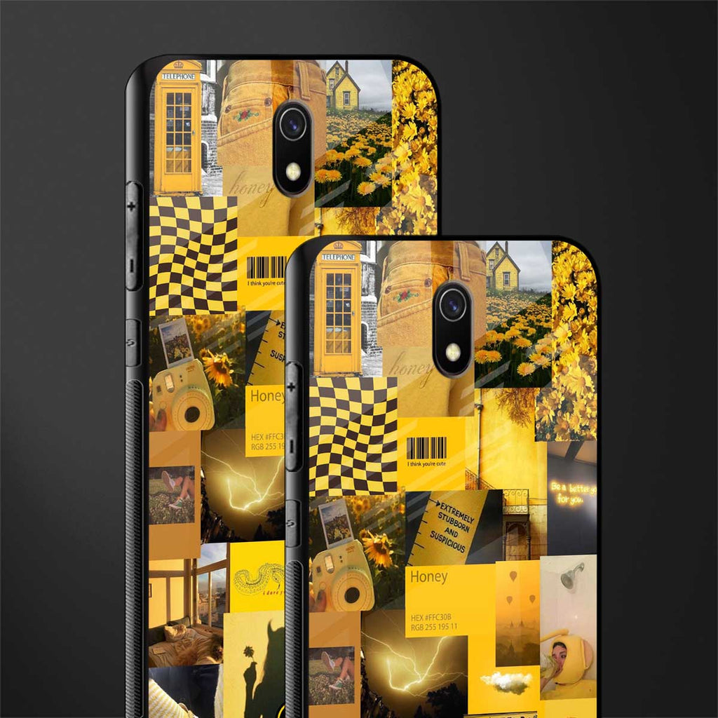 black yellow aesthetic collage glass case for redmi 8a image-2