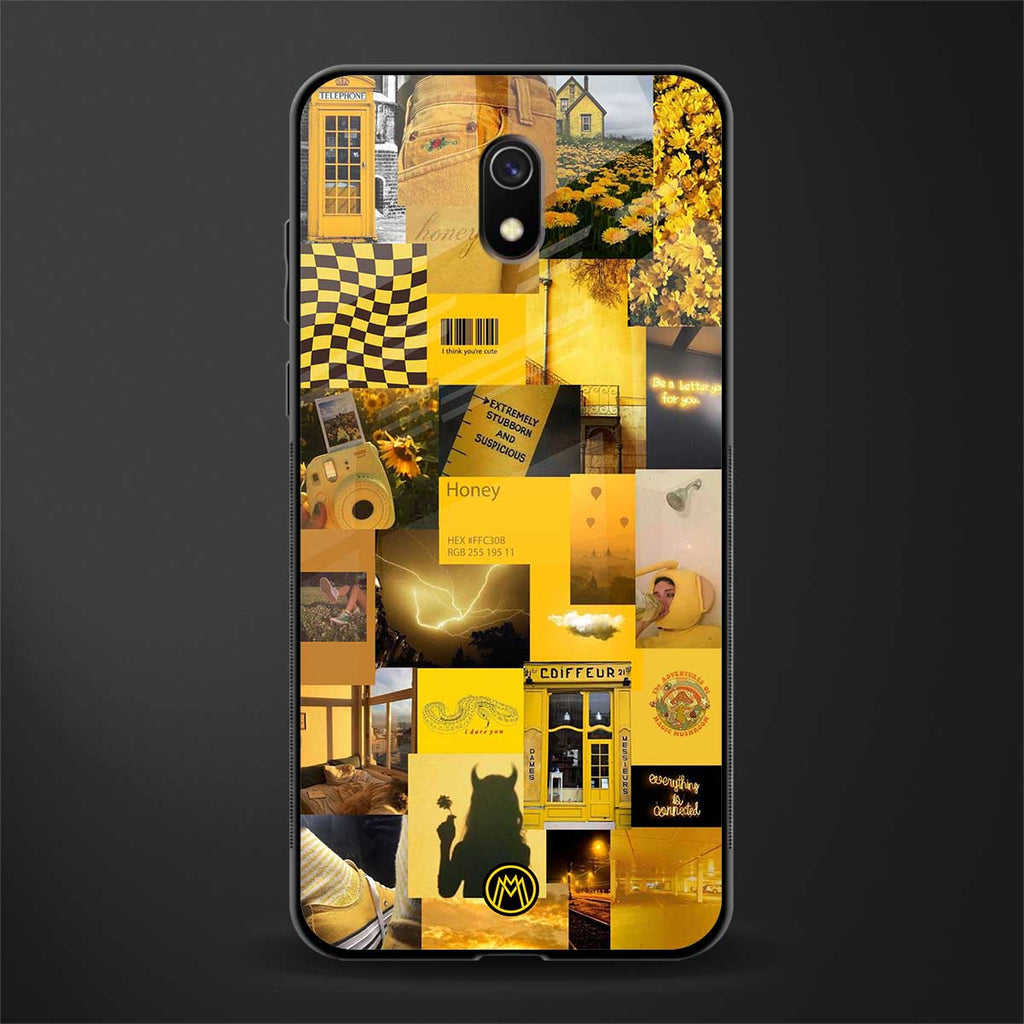 black yellow aesthetic collage glass case for redmi 8a image