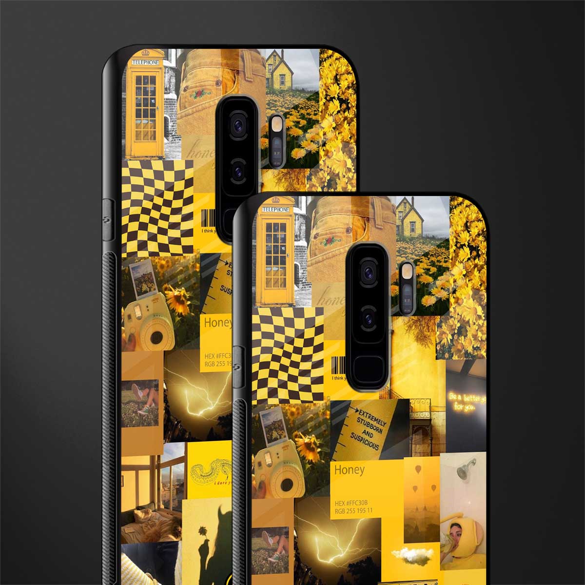 black yellow aesthetic collage glass case for samsung galaxy s9 plus image-2
