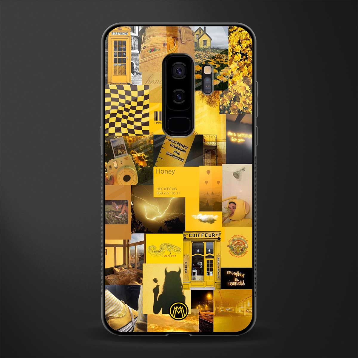 black yellow aesthetic collage glass case for samsung galaxy s9 plus image