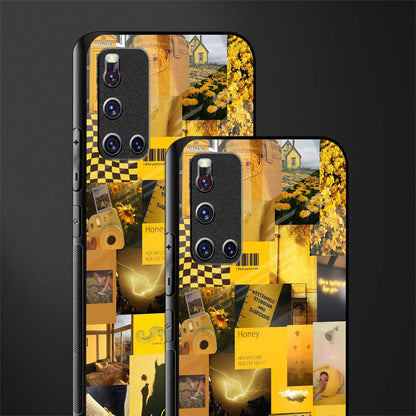 black yellow aesthetic collage glass case for vivo v19 image-2