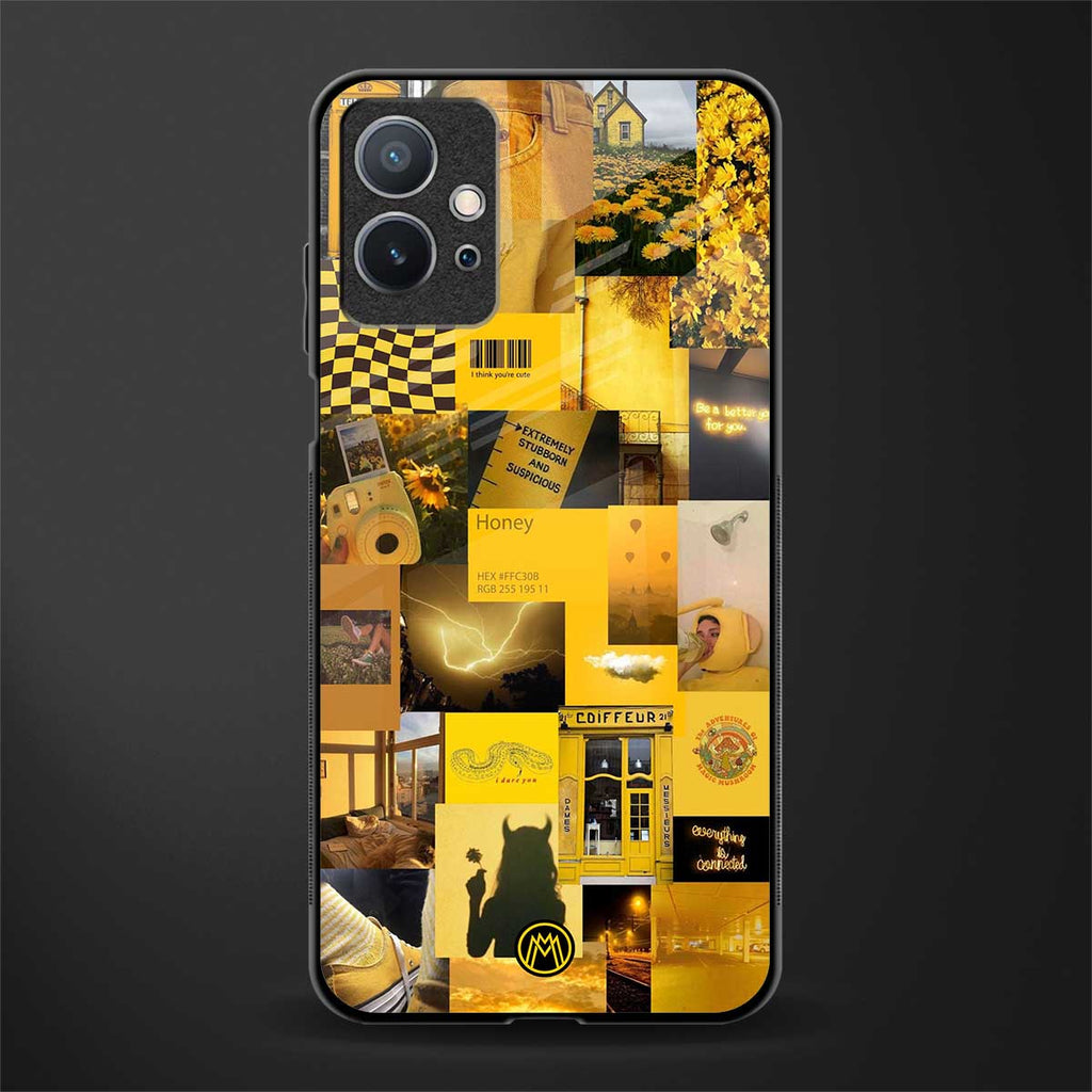 black yellow aesthetic collage glass case for vivo t1 5g image