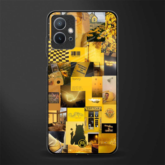 black yellow aesthetic collage glass case for vivo y75 5g image