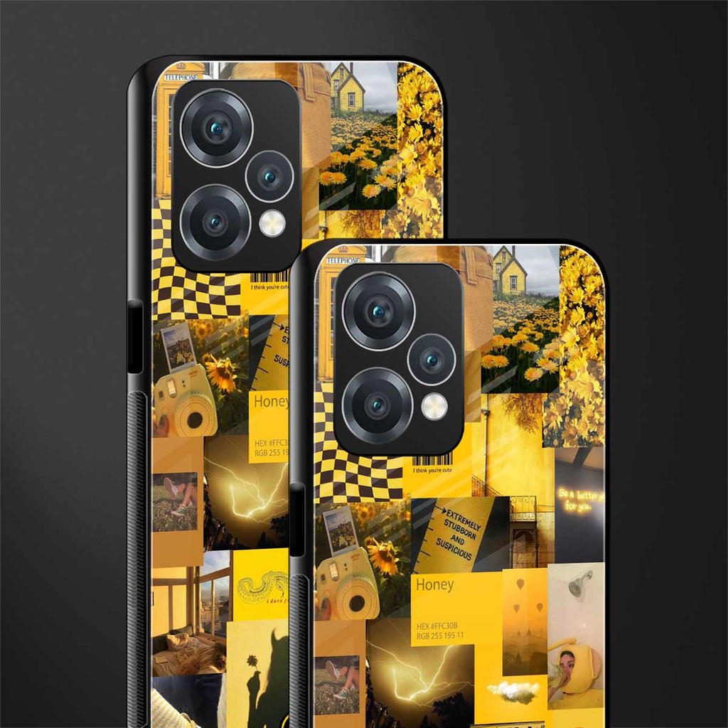 black yellow aesthetic collage back phone cover | glass case for realme 9 pro 5g