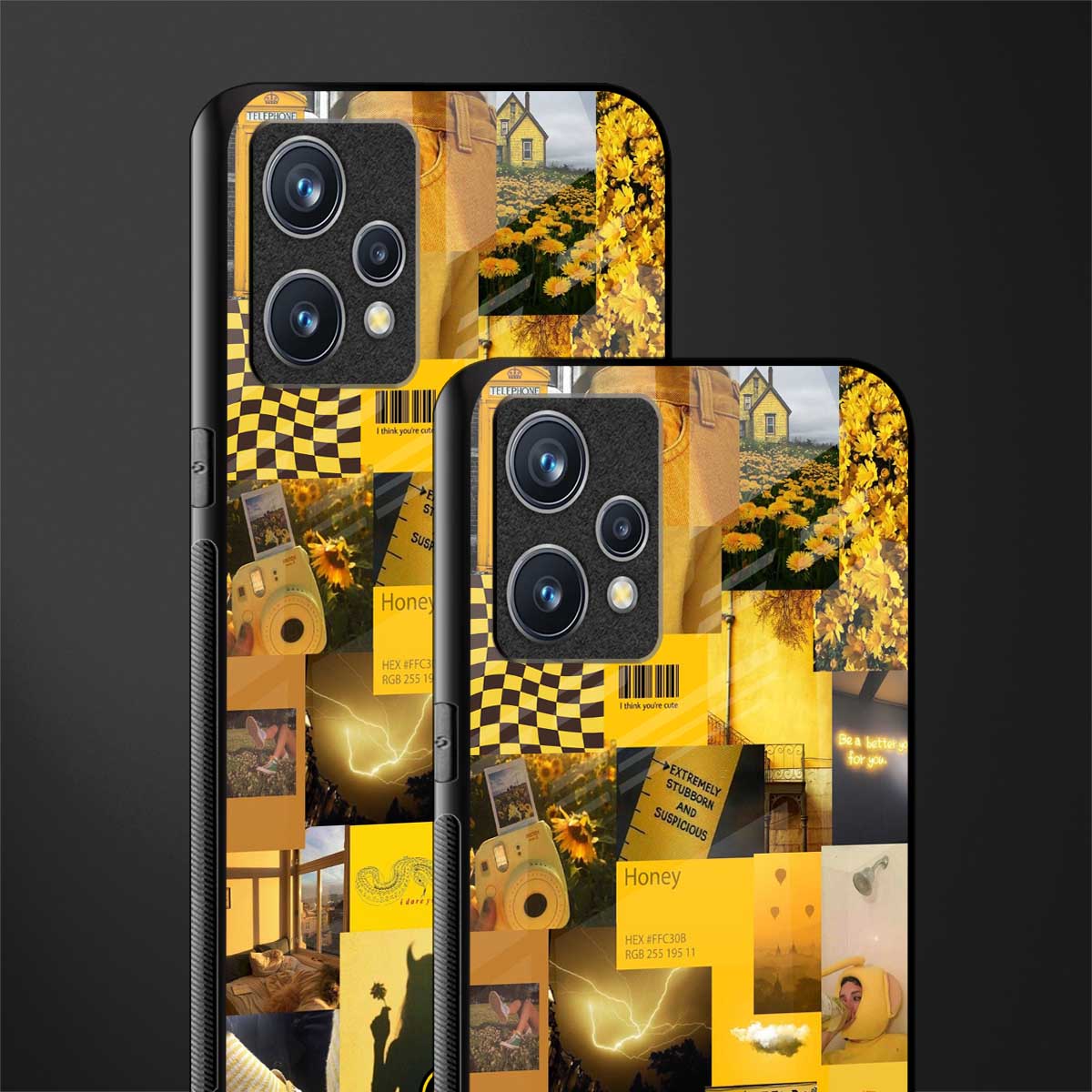 black yellow aesthetic collage glass case for realme 9 pro plus 5g image-2