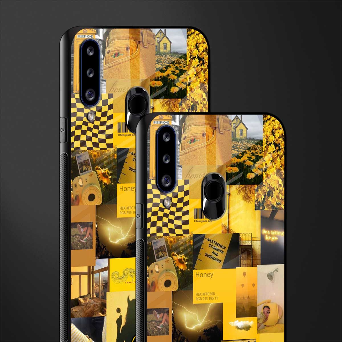 black yellow aesthetic collage glass case for samsung galaxy a20s image-2