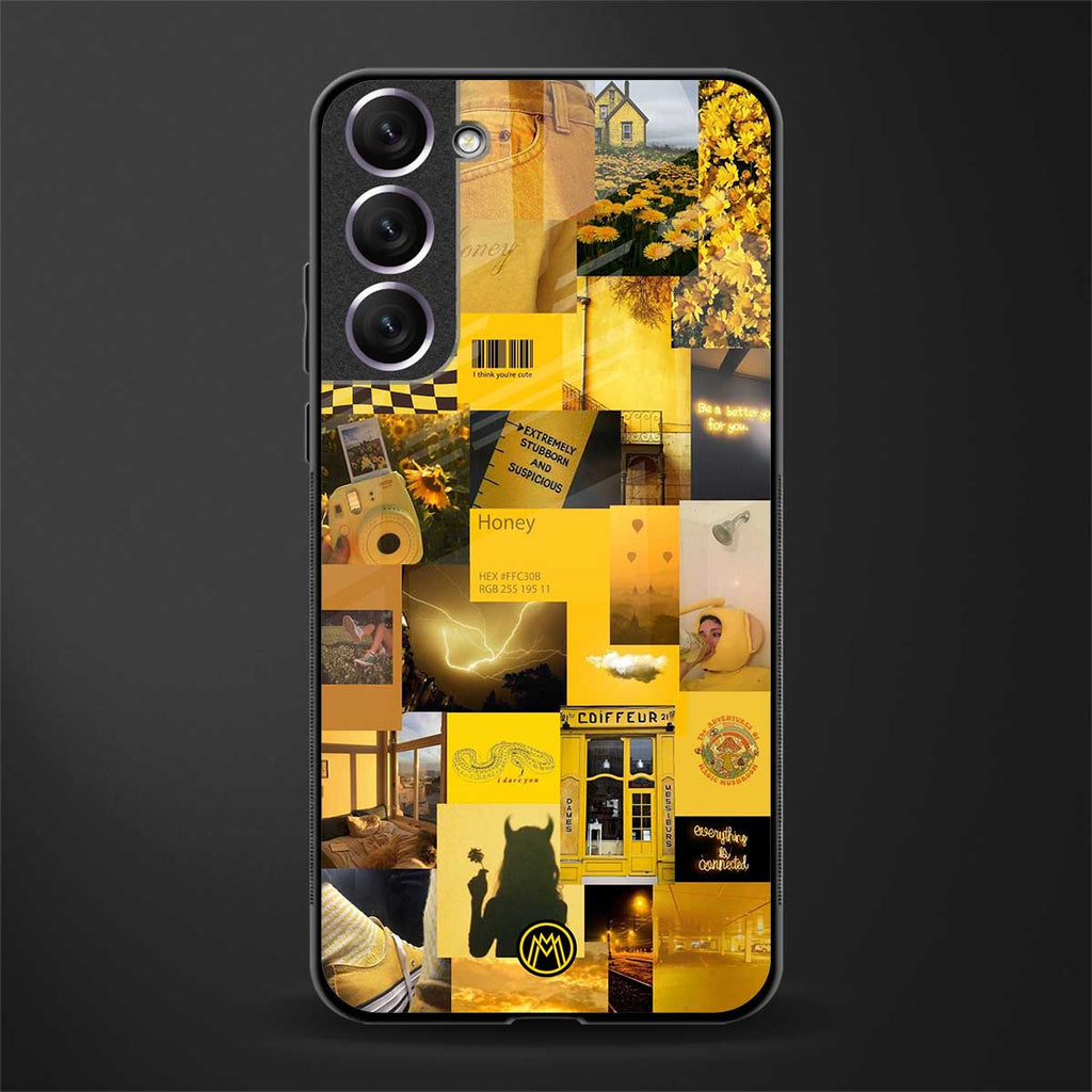 black yellow aesthetic collage glass case for samsung galaxy s22 5g image