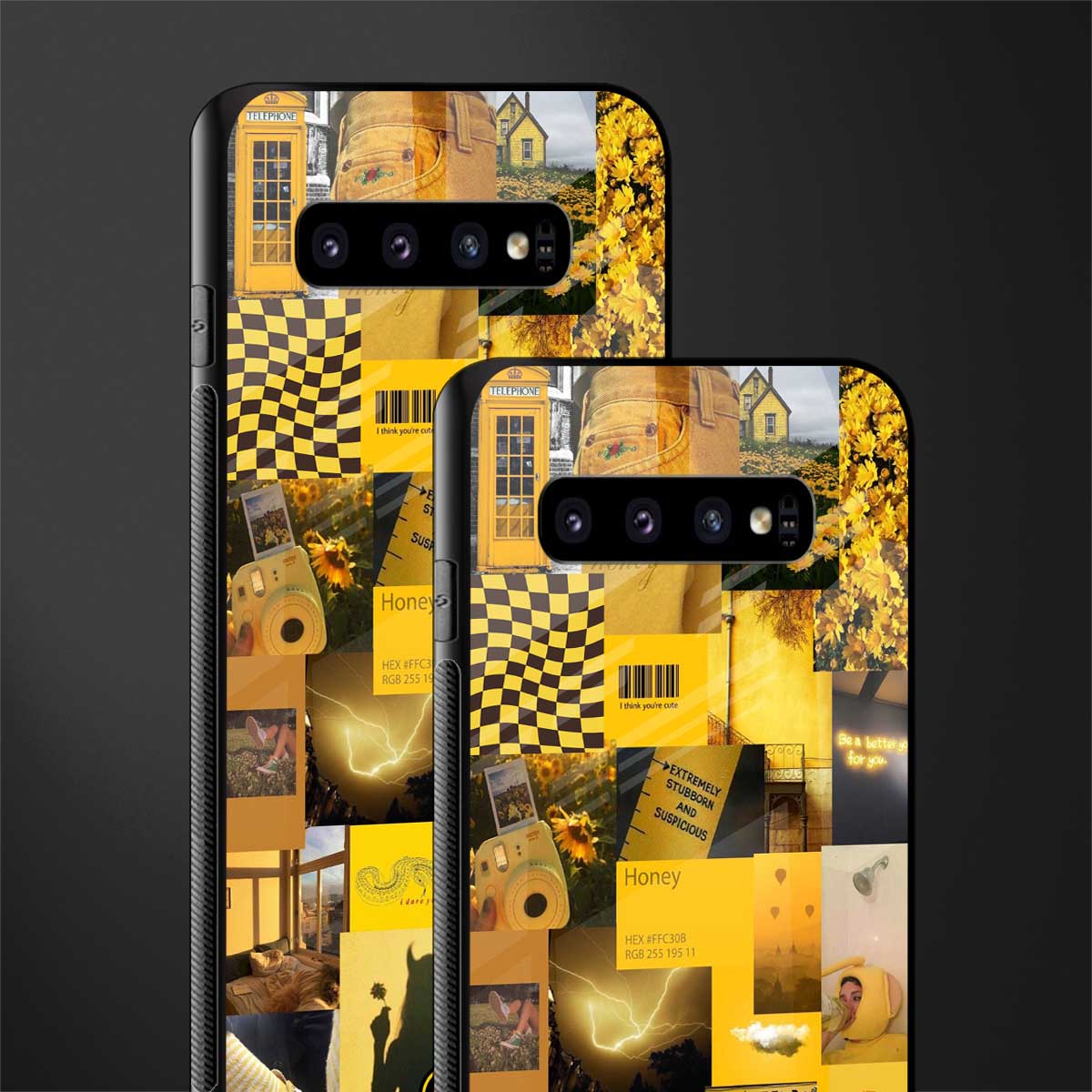black yellow aesthetic collage glass case for samsung galaxy s10 plus image-2